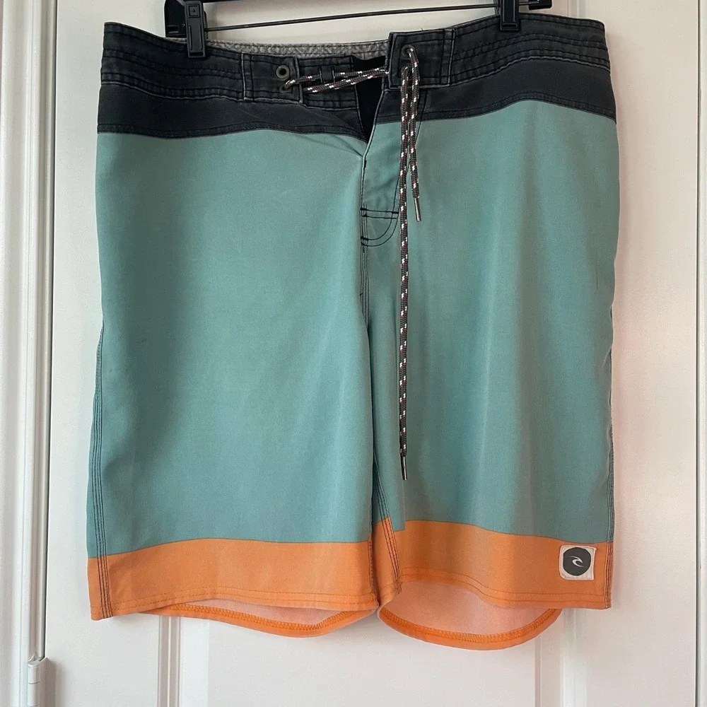 Rip Curl Surf Craft Men's Board Shorts/Swim Size 34 Blue/Gray‎ w/Back Pocket